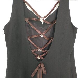 Vintage Lillie Rubin Dress with Scalloped Neckline and Ribbon Back Detail Size 4